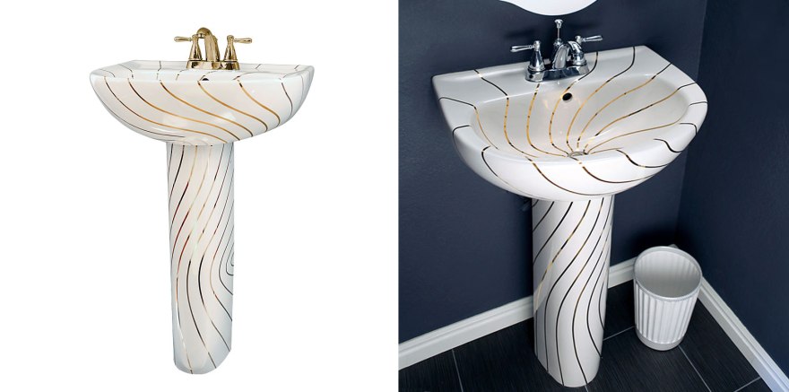 Decorated the sink with gold swirling lines. Did a toilet too. decoratedbathroom.com