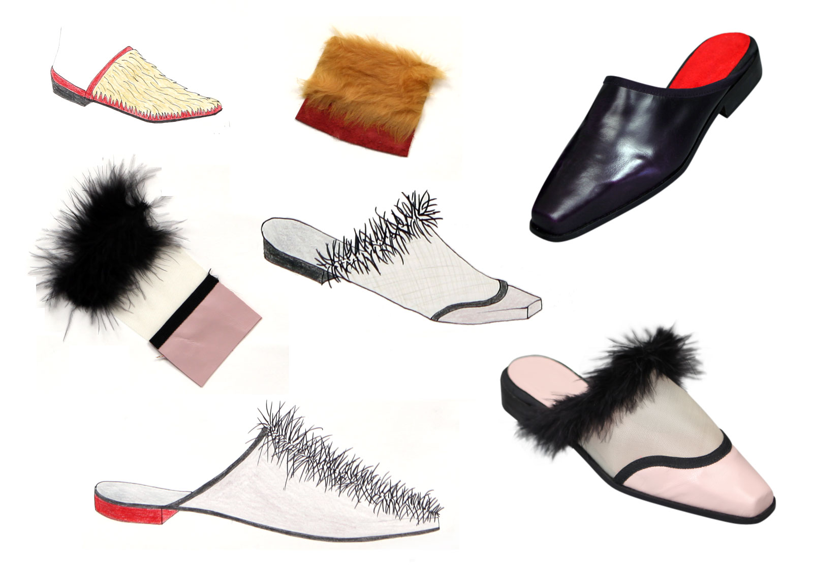 Shoe design board and the a few more shoes (no pairs) I made while at Cordwainer's College.