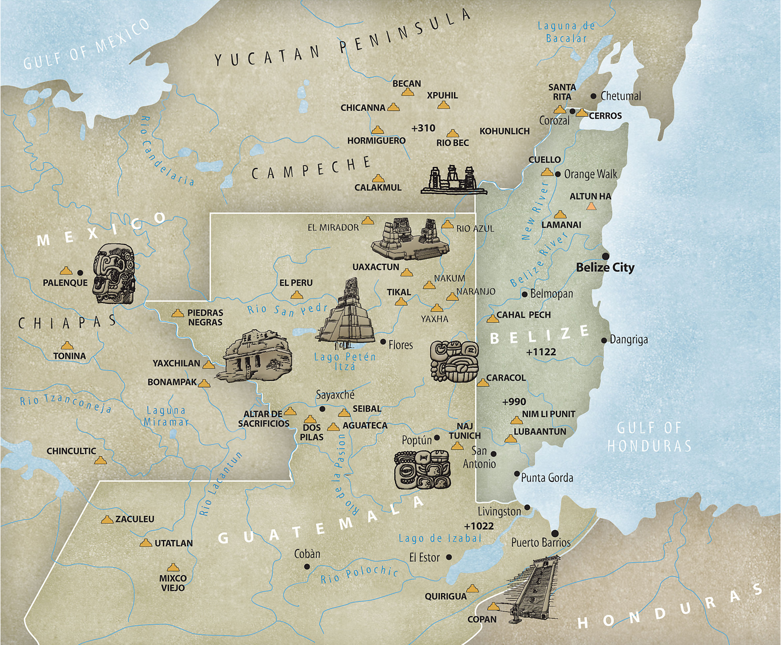 Mayan Civilization Map Artwork & Illustration