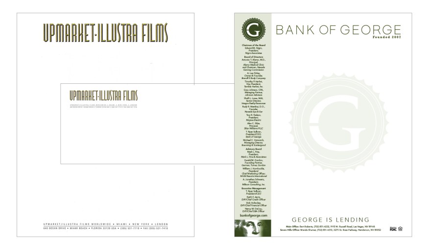 Letterhead designs for film company and bank